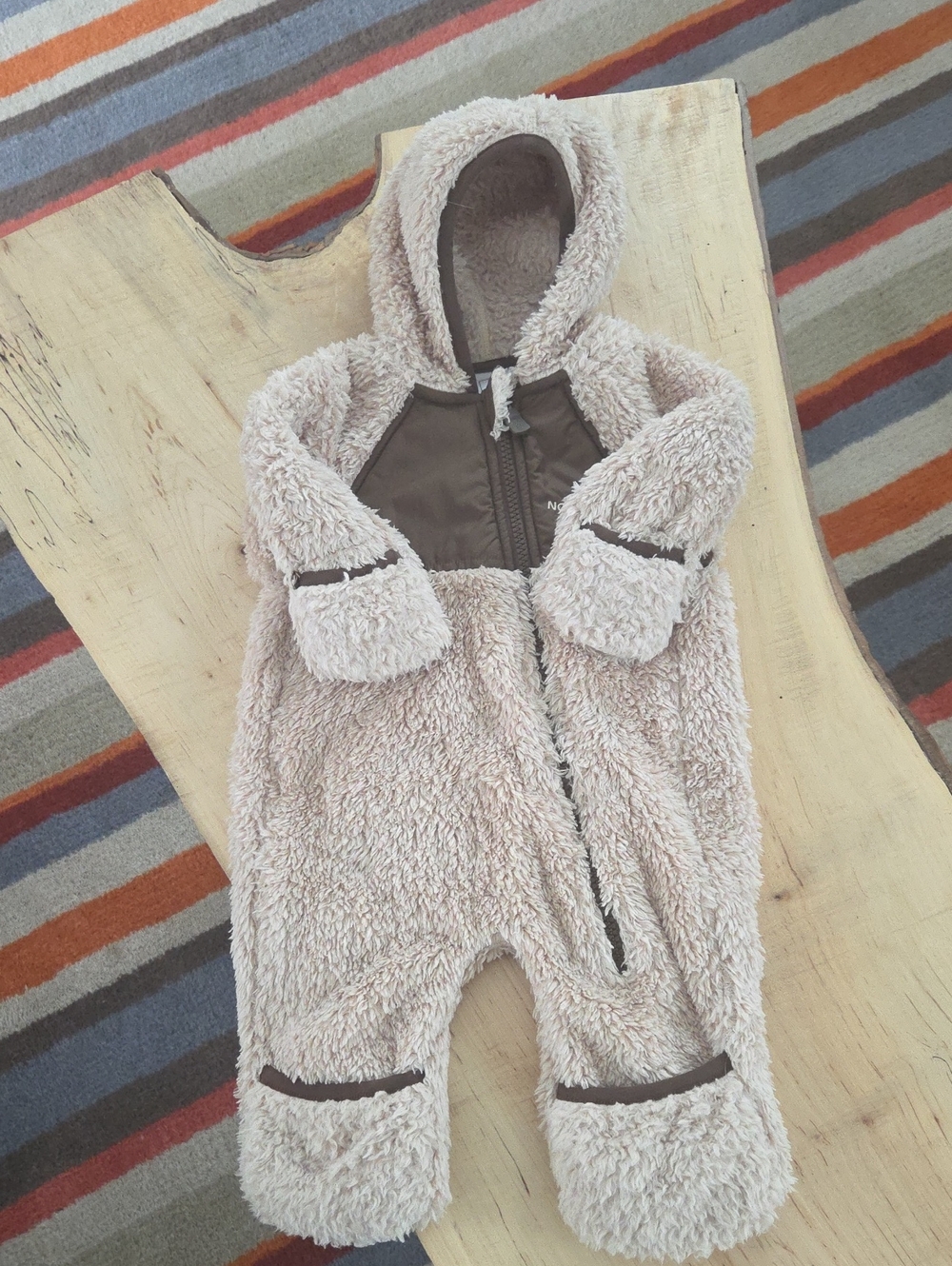 The North Face Beige Plush Hooded Footed One-Piece